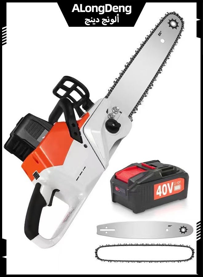 ALongDeng Cordless Chainsaw 16 Inch Electric Chainsaw Battery Powered 1Pcs 40V Rechargeable Battery with Splash Guard for Wood Cutting Tree Trimming Gardening Camping - Image 1